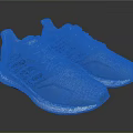 Gray Running Sneakers With Blue Stripes Mesh Upper And Reflective White Sole