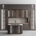 Modern Kitchen Interior Design With Wooden Cabinets And Marble Countertop Island