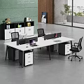 Modern Office Desk With Computers Dividers Black Office Chairs And Storage Cabinets In Bright Workspace