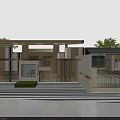 Modern Entrance Gate Design For International Community With Green Plants And Wooden Elements