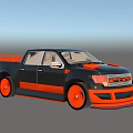 Black and Orange Custom Pickup Truck With Sporty Body Kit and Alloy Wheels