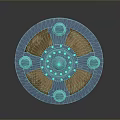 Medieval Shield Design Featuring Wooden Center Metal Frame Decorative Rivets and Circular Accents