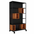 Modern Storage Shelving Unit With Black Frame And Brown Open Compartments Design 3d model