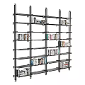 Modern Open Metal Frame Bookshelf With Multiple Shelves And Organized Books