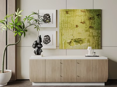 Modern Side Cabinet Bucket Cabinet Jewelry Ornaments Decorative Painting 3d model