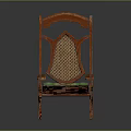Orange Rocking Chair With Wicker Back Green Cushion And Footstool