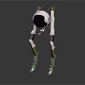 3D Robot Character With Spherical Head And Green White Mechanical Legs 3d model