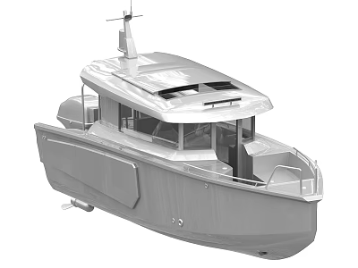 Modern Sleek Yacht Exterior Design With Streamlined Hull Open Deck And Glass Cockpit 3d model