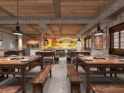 Industrial LOFT Hot Pot Shop 3d model