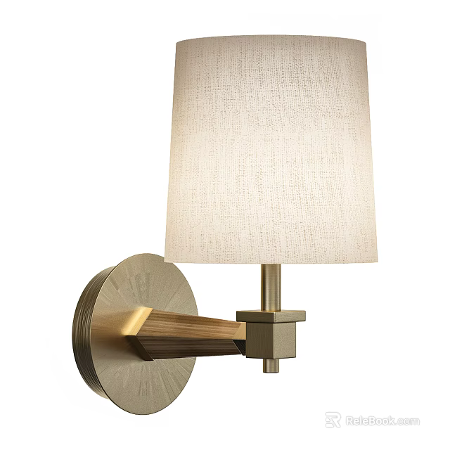 Modern Wall Lamp With Linen Shade And Brass Base For Contemporary Home Lighting Decor 3d model 
