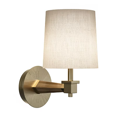 Modern Wall Lamp With Linen Shade And Brass Base For Contemporary Home Lighting Decor 3d model