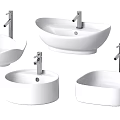 Various Modern White Washbasin Designs With Different Shapes And Faucets 3d model
