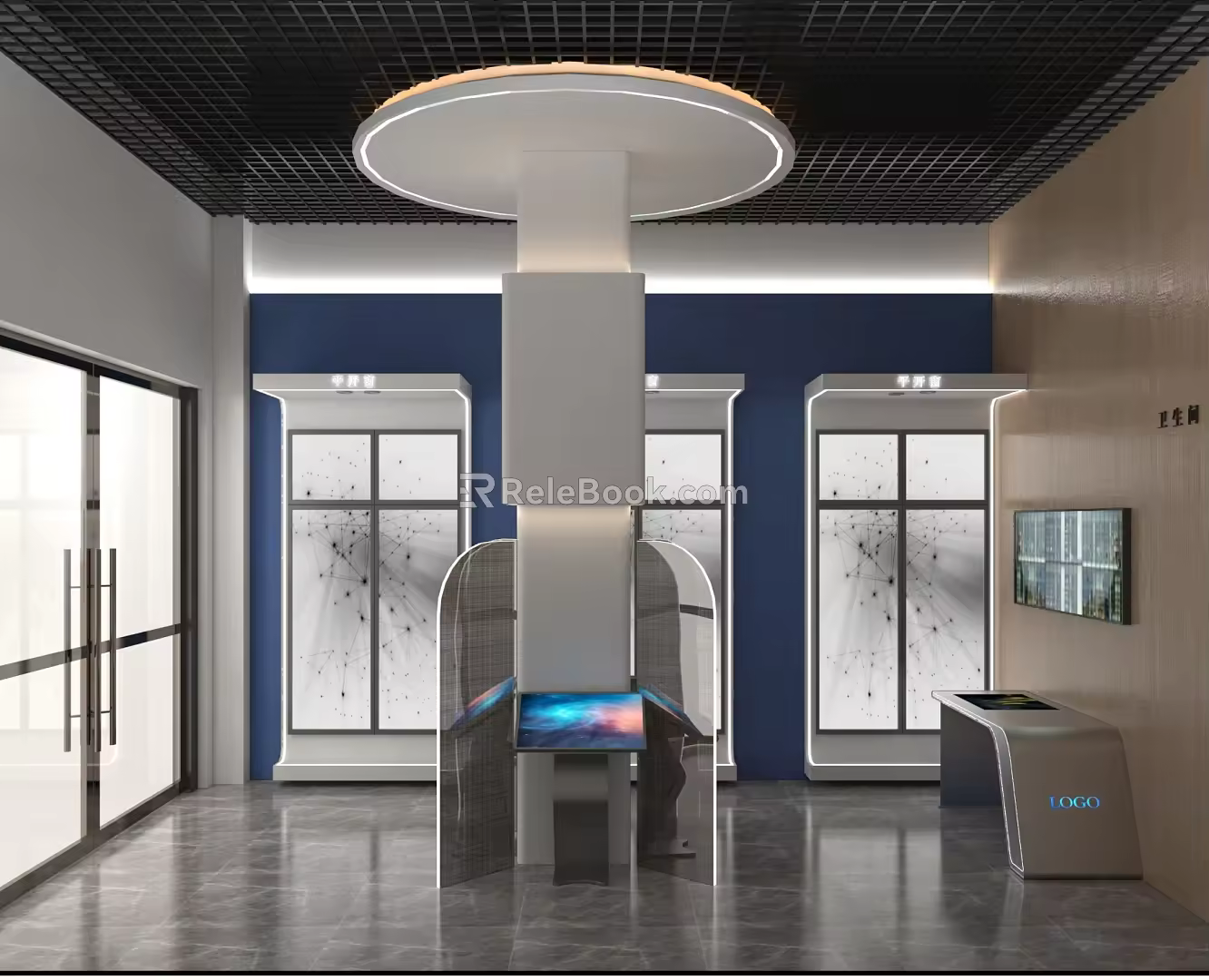 Science and technology sense window self-service sales exhibition hall 3d model