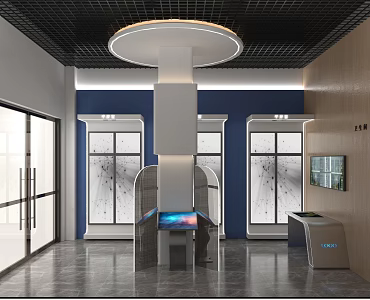 Science and technology sense window self-service sales exhibition hall 3d model