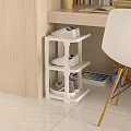 White Three Tiered Corner Shoe Rack With Shoes Near Wooden Wall