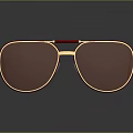 Luxury Jewelry Sunglasses With Red Frame Gold Accents And Brown Lenses