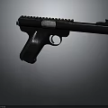 Modern Black Tactical Pistol Featuring Metal Rail Sleek Design On Gray Background With Reflection