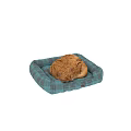 Cozy Turquoise Plaid Pet Bed as Home Decor Accessory Set with Sleeping Ginger Cat