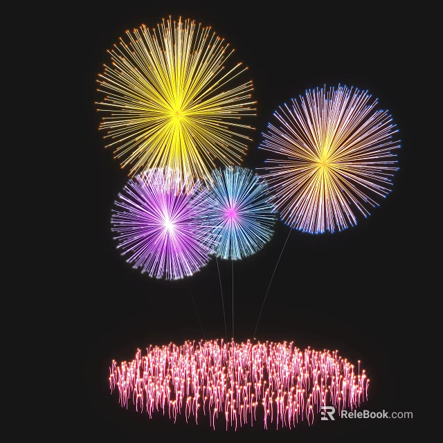 Colorful Firework Shaped Decorative Lights With Bright Glow And Multiple Color Hues Arrangement 3d model 