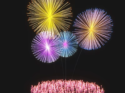 Colorful Firework Shaped Decorative Lights With Bright Glow And Multiple Color Hues Arrangement 3d model