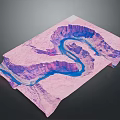 Pink Purple Canyon Scenic Landscape With Winding Blue River And Rugged Terrain