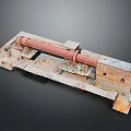 Industrial Equipment Model Featuring Red Cylindrical Drum Metal Platform And Brick Structure