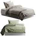 Single Bed With Green Floral Duvet Pillow And Grey Embroidered Bedding Set