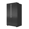 Modern Stainless Steel Double Door Refrigerator With Brushed Finish And Sleek Handles