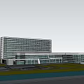 Foshan First Peoples Hospital Modern Exterior With Lawn And Pedestrians