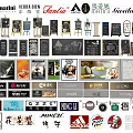 Advertising Billboards with Various Designs Including Chalkboard Style and Brand Logos