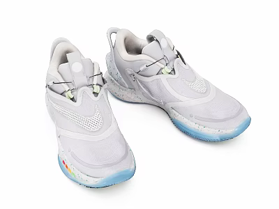 White Sporty Sneakers With Blue Sole Mesh Upper And Lace Up Casual Design 3d model