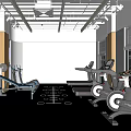 Fitness Gym Interior With Spacious Layout Treadmills Exercise Bikes Barbells And Large Windows