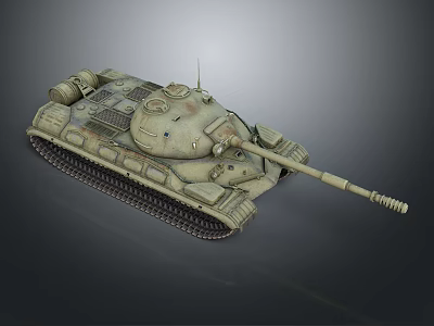 Military Tank With Heavy Duty Tracks Long Barrel Cannon And Detailed Armored Turret Design 3d model