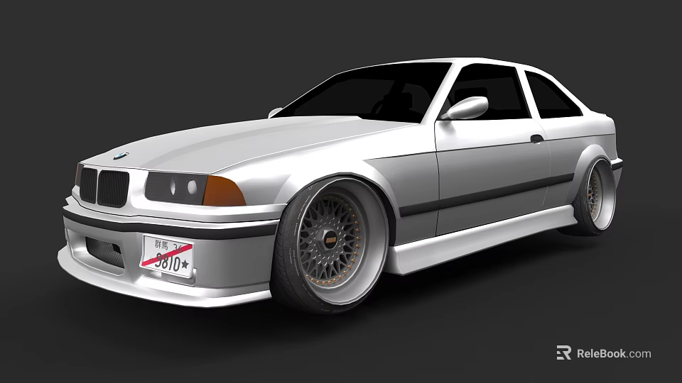 Silver BMW Two Door Sports Car With Custom Wheels And Black Trim 3d model 