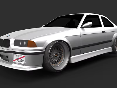 Silver BMW Two Door Sports Car With Custom Wheels And Black Trim 3d model