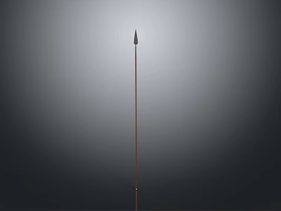 Traditional Spear With Metal Tip And Wooden Shaft On Gray Gradient Background 3d model