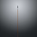 Traditional Spear With Metal Tip And Wooden Shaft On Gray Gradient Background