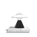 Modern Table Lamp With UFO Shaped Shade Crystal Inside Black Cone And Marble Square Base