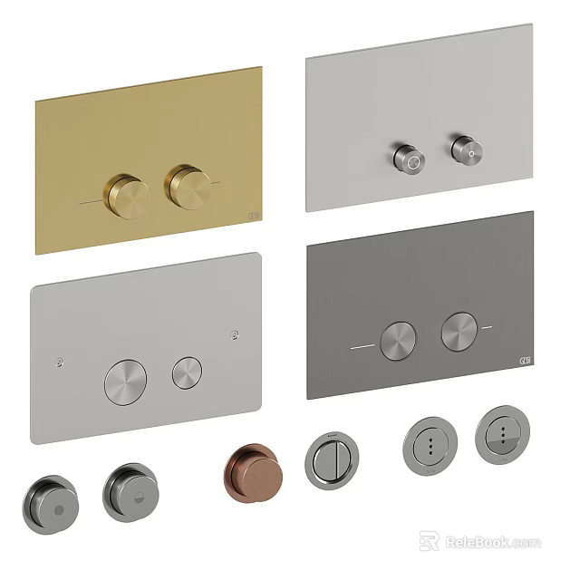 Washing Daily Use Control Panels With Metal Knobs In Various Colors And Modern Designs 3d model 
