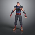 3D Male Character Model With Shoulder Armor Wrist Guards Black Pants And Brown Boots