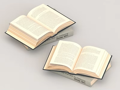 Open Encyclopedia Britannica Books With Detailed Pages On Gray Background 3d model