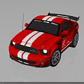 Red Sports Car Featuring White Stripes Racing Decals Rear Spoiler And Shiny Wheels