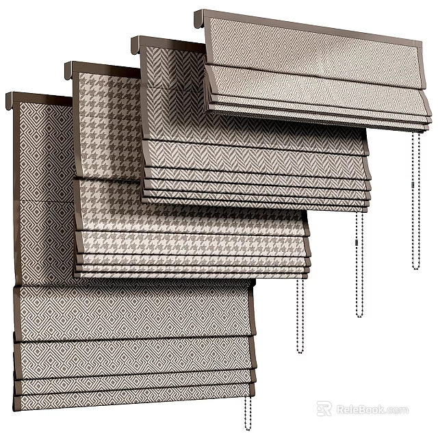 Stylish Modern Window Curtains With Various Patterned Textures And Neutral Tones 3d model 