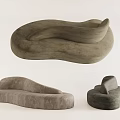 Abstract Sofa With Unique Organic Curved Shape And Soft Fabric For Modern Living Room