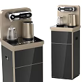Modern Home Water Dispenser With Stylish Golden And Black Design Digital Display And Cabinet Storage