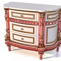 Ornate Entryway Cabinet Sideboard With Three Drawers Gold Carvings And White Red Finish