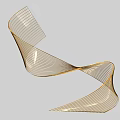 Golden Curved Lines Abstract Sculpture With Modern Flowing Design Art Piece