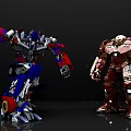 Game Movie Robot Characters With Red Gold Blue Silver Armored Action Designs