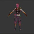 Steampunk Themed Female Character With Mechanical Arm And Leather Outfit