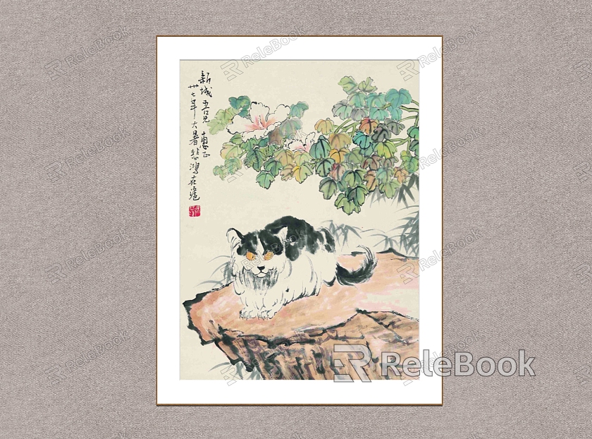 New Chinese Animal Painting Xu Beihong Cat Stone model